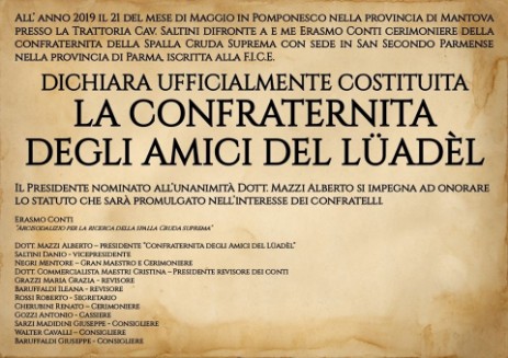 Atto Costituzione della Confraternita degli Amici del Luadel