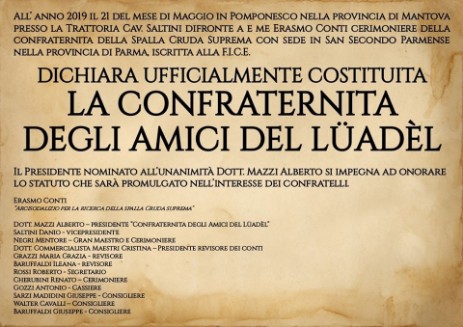 Atto Costituzione della Confraternita degli Amici del Luadel